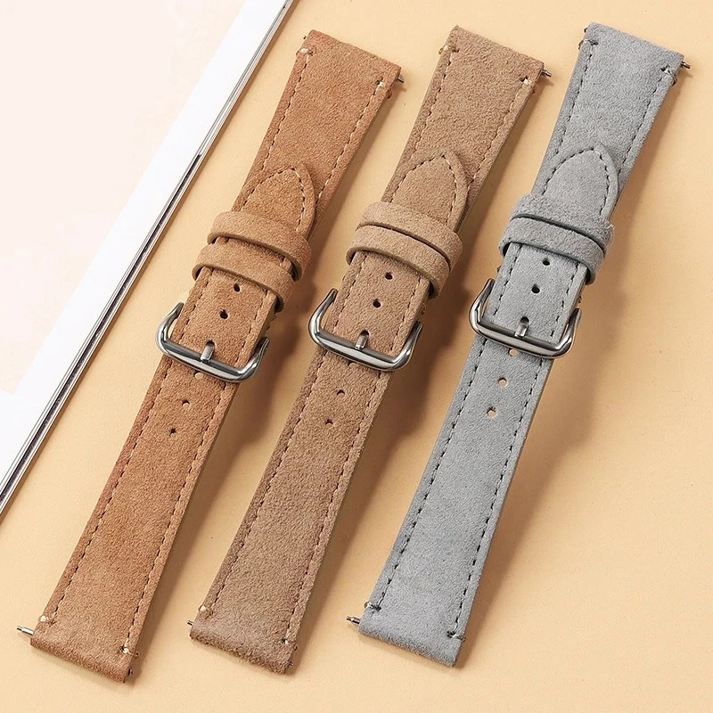 Suede Leather Watch Strap Vintage Brown Watch Band 20mm 22mm Quick Release WatchBand Wristband Accessory for Women Men Wristbelt 260622