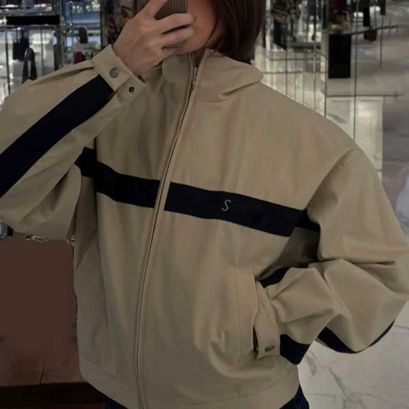 Womens jacket Sporty Coat Embroidered Zipper Jacket for Spring Autumn Style and Vacation Outerwear S260623