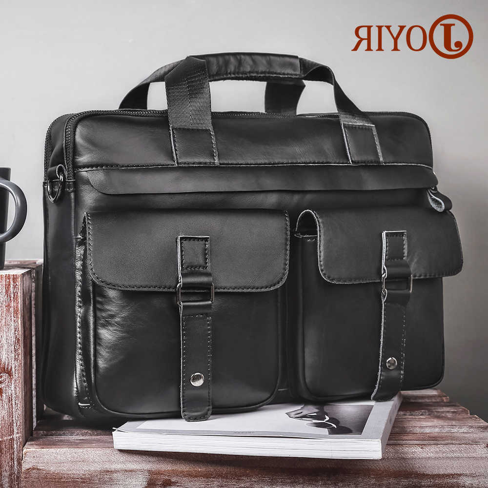 Briefcases JOYIR Mens Genuine Leather 156 Laptop Bag Office Bags for Men Document Business Shoulder Messenger Bag Handbag H260623