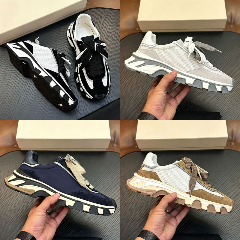 Designer Country Road Nylon Leather Sneakers 26SS Fashionable Mens Casual Shoes Color Blocked Mesh Leather Upper Lightweight Rubber Outsole Latex So