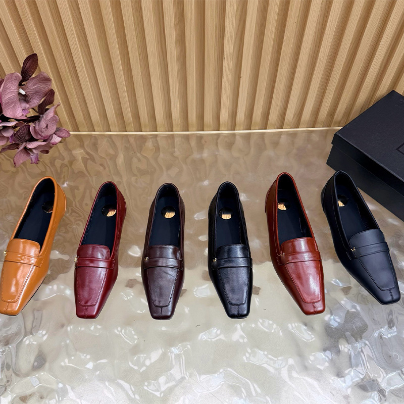 Top 2026 Women Square Toe Penny Loafers 100% Genuine Leather Slip On Flats All Day Comfort Gold Buckle Multi Tone Retro Office Casual Shoes Spring A