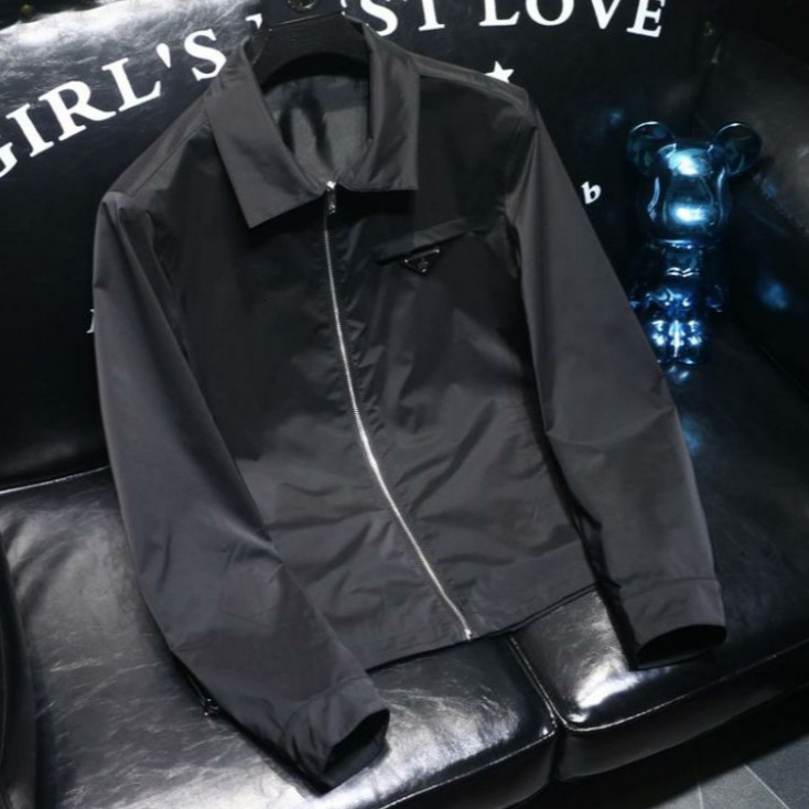 European style trendy solid color jacket men, spring and autumn shirt with turn-down collar, slim fit, simple windproof large size coat for young me