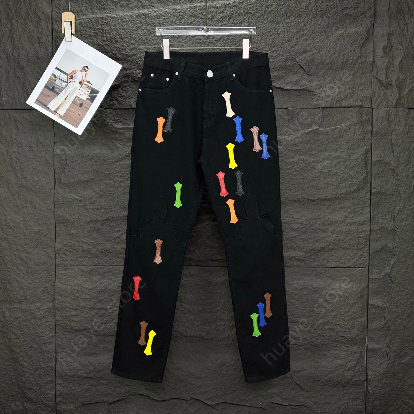 chrome jeans Women's Chrome Men's Washed Designer Make Old Jea Designer 2026 Trousers Letter Prints pant Long Style High Quality Jea Motor