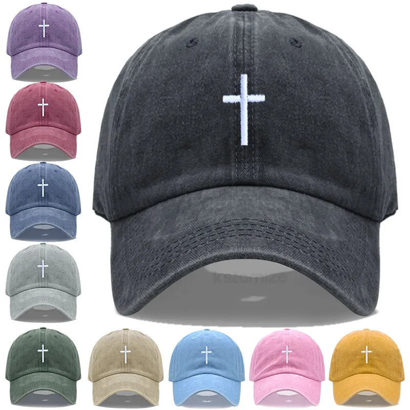 Cross Embroidered Baseball Cap for Women Men Fashion Adjustable Washed Cotton Dad Hat Unisex Classic Golf Caps 260617