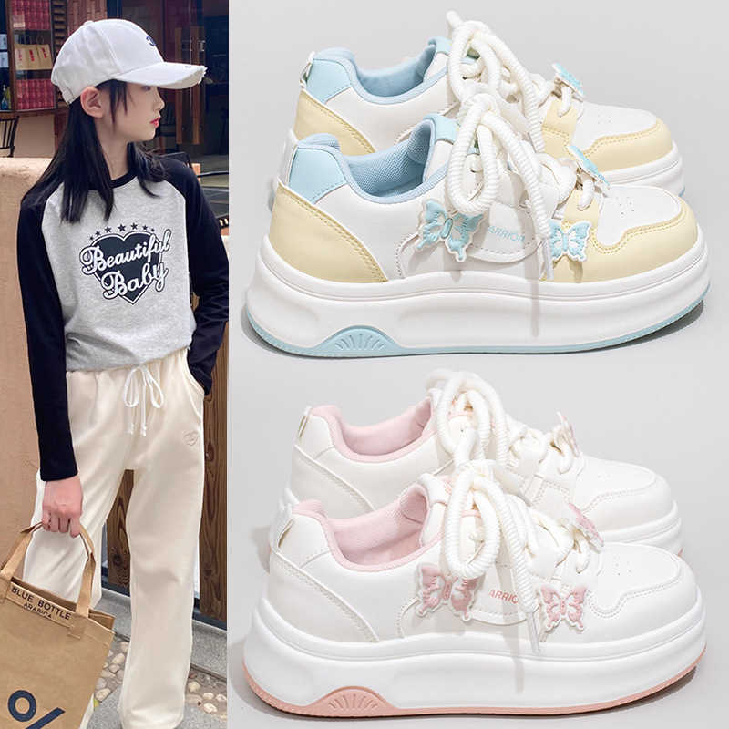 Shoes Girls 2025 Spring and Autumn New Childrens White Sneakers Soft Sole Non-Slip Low-Top Board Shoes Girls Sports Shoes S260623