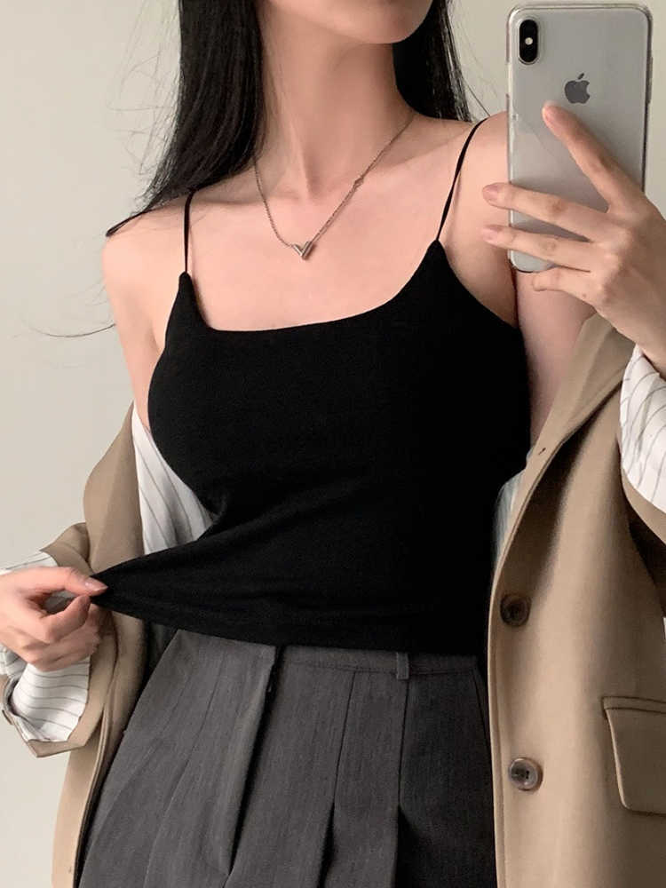 Wear Korean Slimming Layering Outer Tank Top 2026 Summer New Hot Camis With Built-in Bra Pads Slim Fit Women Crop Top M260623