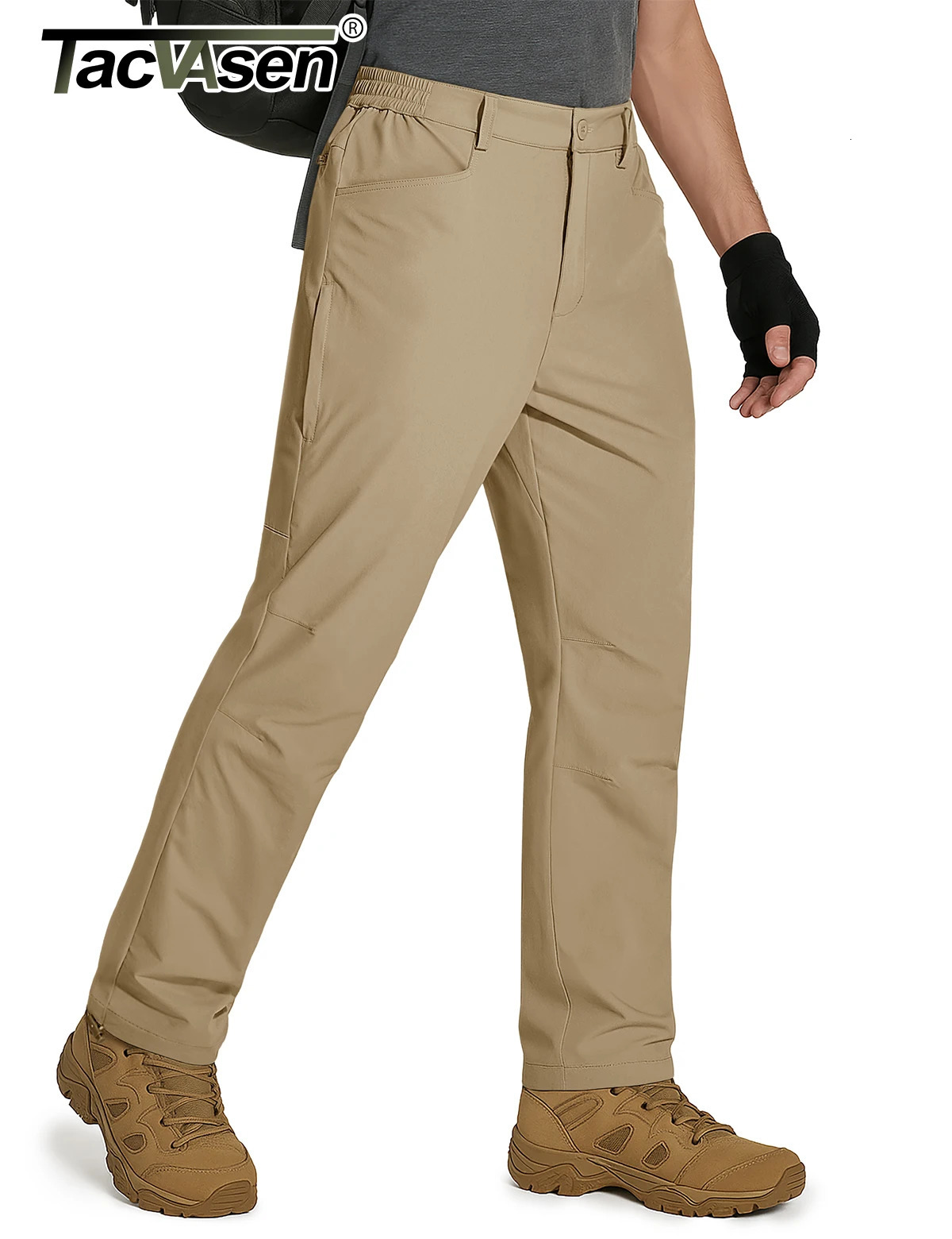 TACVASEN Hiking Straight Pants 5 Pockets Mens Lightweight Quick Dry Ripstop Trousers Waterproof Stretchy Outdoor Fishing 260623