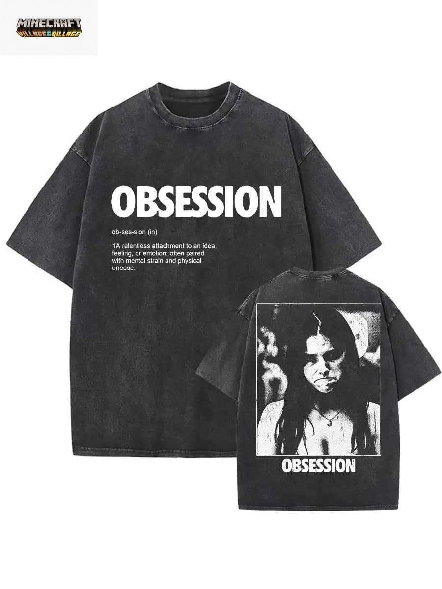 Obsession Horror Movie Oversized T shirt 100 Cotton Vintage Washed T-shirt for men women hiphop streetwear OBS11 L260623OZEY