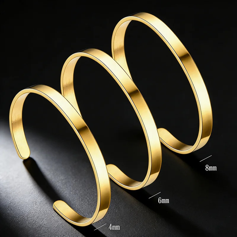 Minimalist Stainless Steel Bangle For Men 4mm 6mm 8mm Width Opending Bracelet Homme High Quality Man Hand Jewelry Accessories 260611