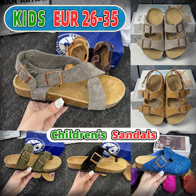 Kids berkinstocksandal slippers Childrens Boston clog sandals designer Soft Footbed Clog uede clogs sandals black salmon bronze leather fashion slid