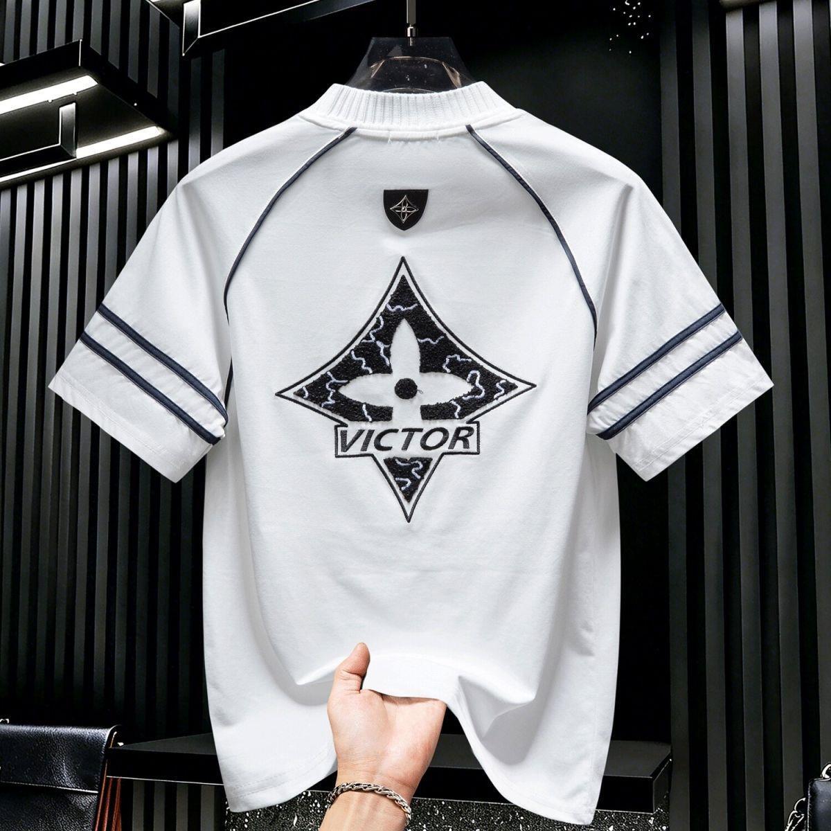 American-style Men's High-end Embroidered Color-matching Short-sleeved T-shirt - Designer's New Summer Trendy Luxury Top