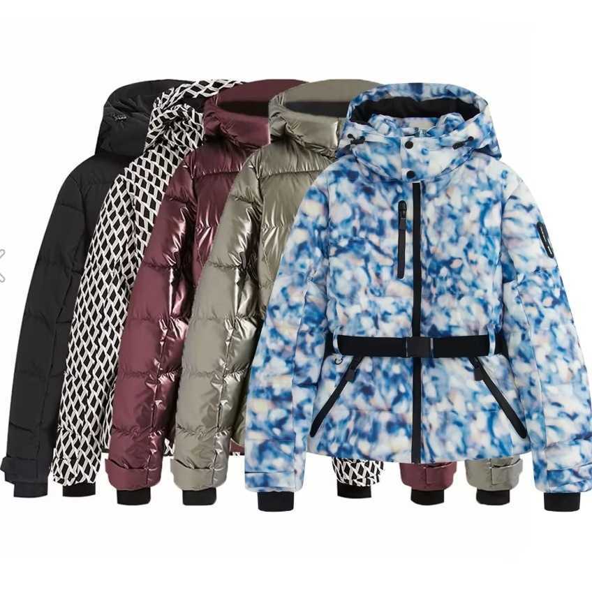 Jackets Womens Hooded Padded Coat With Belt Women Slim Standing Collar Full Slve Pocket Winter Windproof Warm Ski Jacket S260623