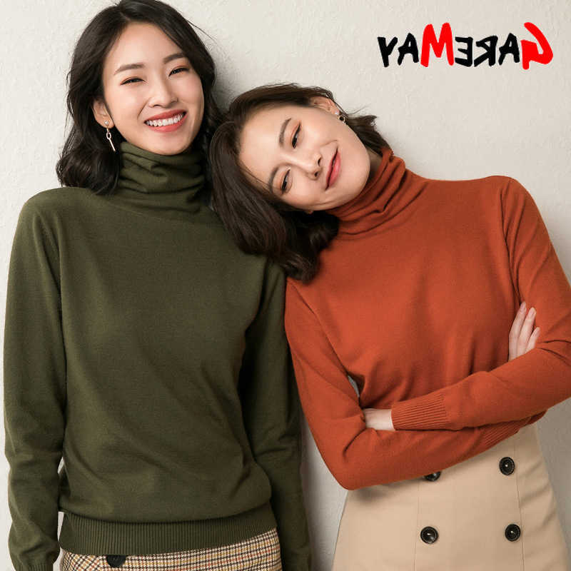 Womens Turtleneck Knitted Sweaters Long Sve Basic Pullover Jumper Autumn Winter Beige Knit Turtlenecks for Sweater Women L26