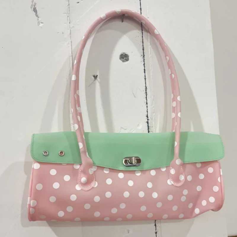Pvc Jelly Bag Korean Fi Polka Dot Solid Color Lock Design Shoulder Handbag Elegant Color-block Underarm Purse For Women X260623