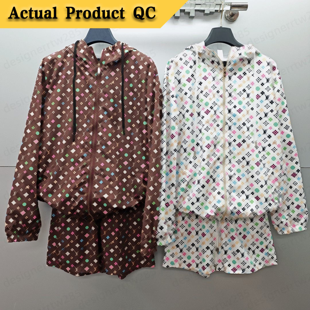 Vêtements de créateurs de luxe pour femmes, manteaux à fermeture éclair imprimés complets, marron, sweats à capuche de luxe, shorts taille haute,
