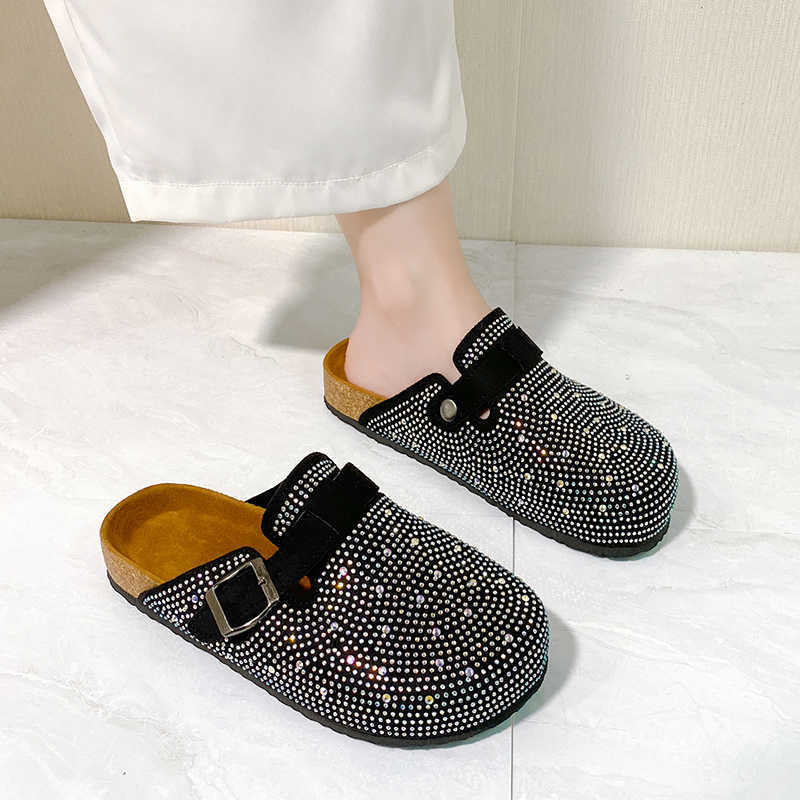 Closed Fashion Womens Toe Cork Clogs Shoes Summer New Flat Slides Shoes for Women Outdoor Plus Size 45 Casual Womens Slippers T260623