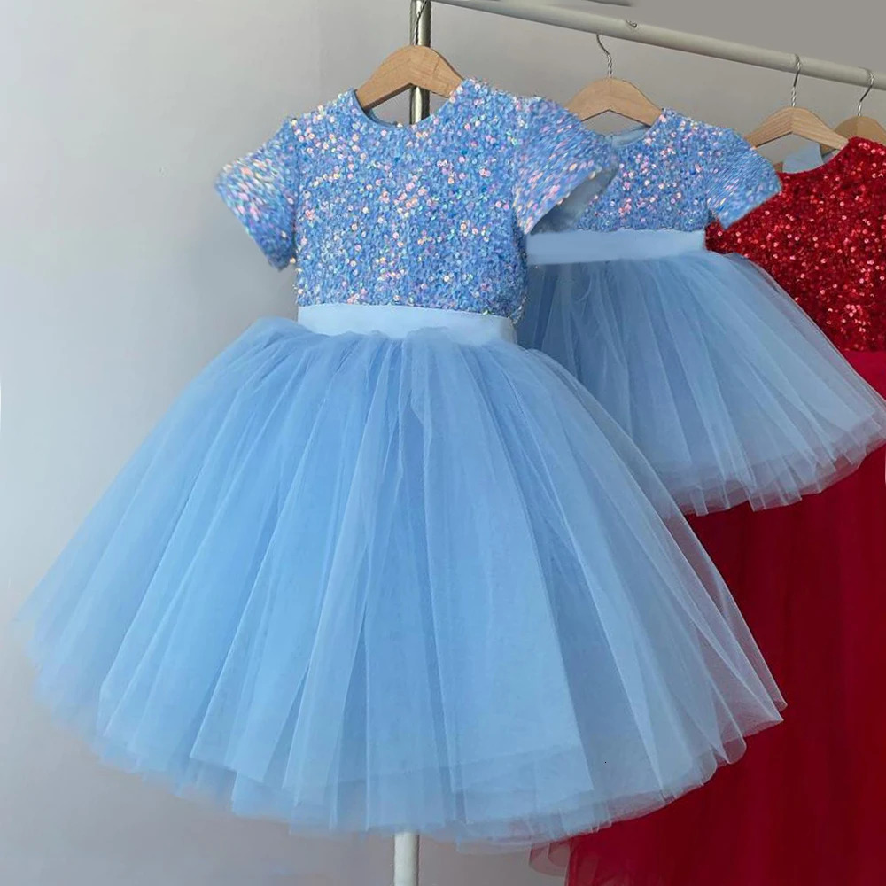 Summer Sequins Bow Party Dress For Girl Christmas Costume Elegant Wedding Princess Girls Dresses Lace Birthday Prom Gown Evening 260623