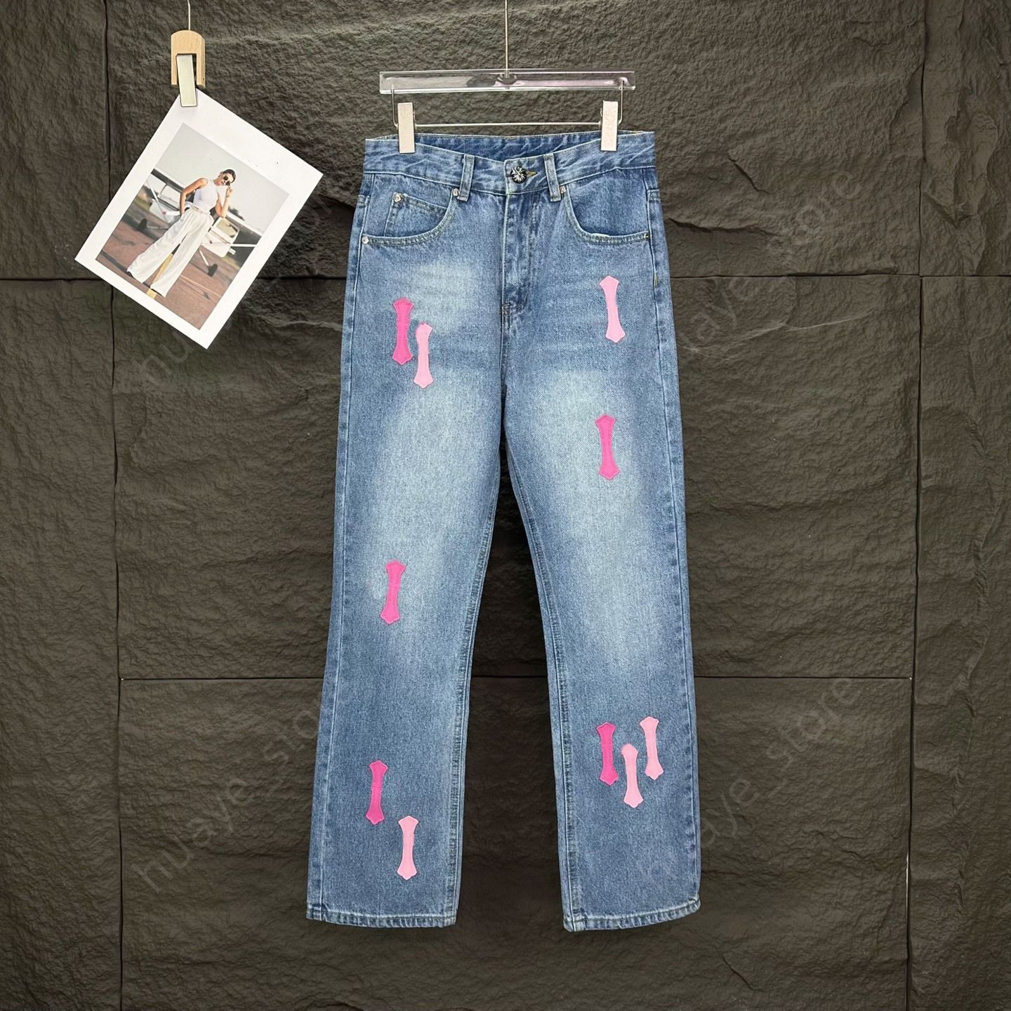 chrome jeans Chrome Designer 2026 Washed Old Jea Women's Designer Make Men's Trousers Letter Prints pant Long Style High Quality Jea Motor