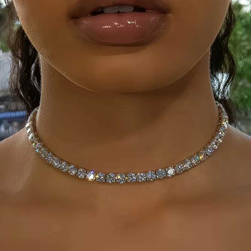 Elegant Sparkling CZ Chain Necklace for Women Light Luxury Stylish Zircon Collarbone Chain Jewelry Gifts Q260623