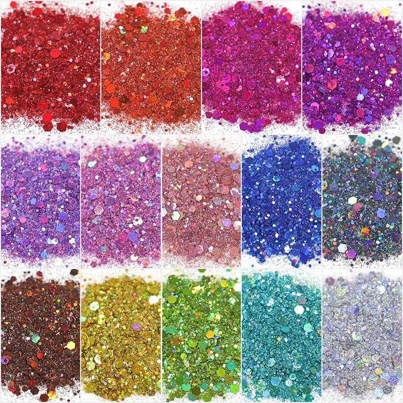 MagiBling 50g Holographic y Glitter Mixed Size Sequins Laser Color Flakes Dust Powder Nail Art Decorations DIY Handicrafts 260615