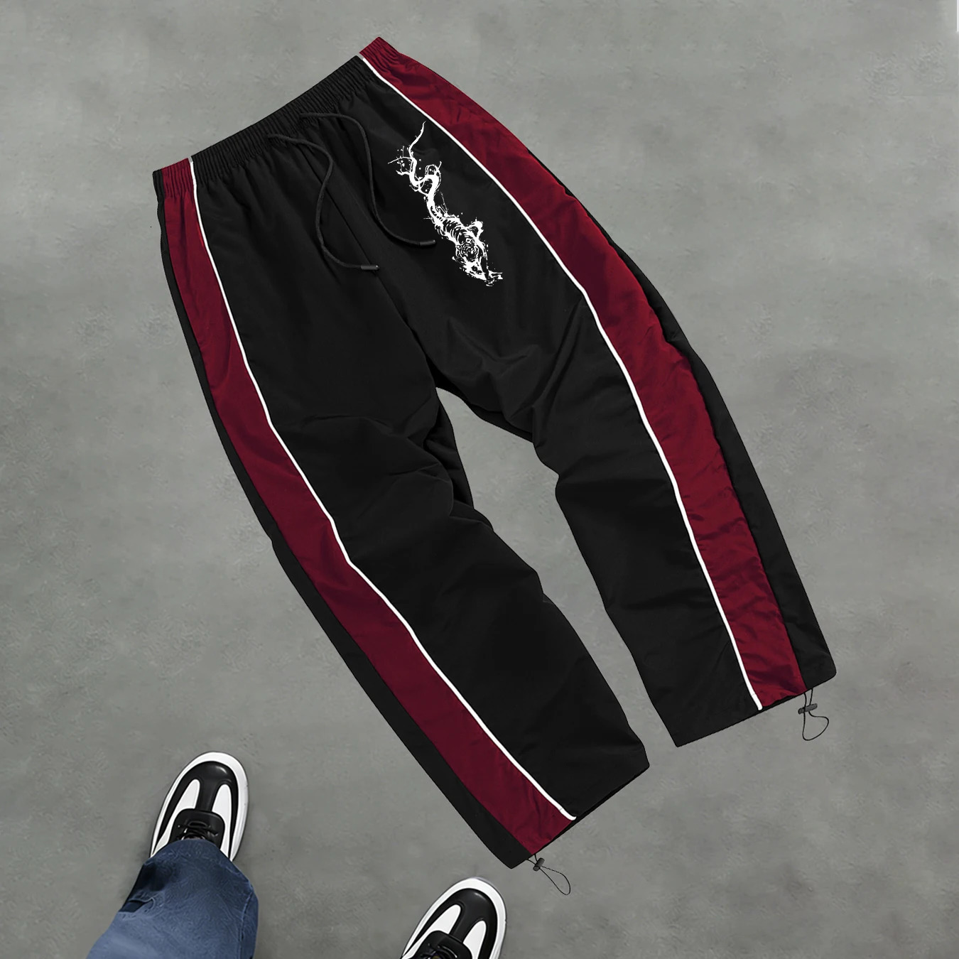 Mens Ink Painting Tiger Print Sports Pants Quick Drying Breathable Drawstring Casual Pants Outdoor Fitness Running Sportswear 260623
