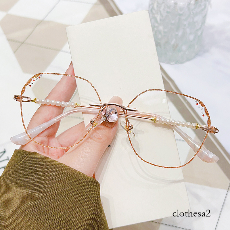 2026 New Fashionable Pearl Reading Youthful Style, High-Quality Acetate with Rhinestone Accents, Premium Frameless Women's Glasses, Wholesale