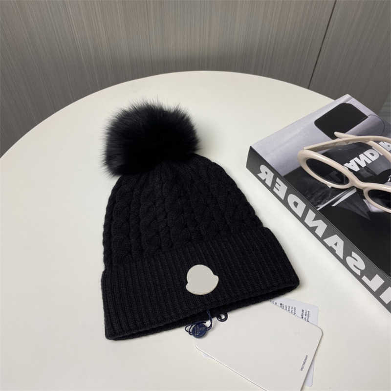 beanie Womens hat and womens cashmere autumn and new knitted hat wool ball beanie knitted hat wool outdoor warm beanie hat S260623