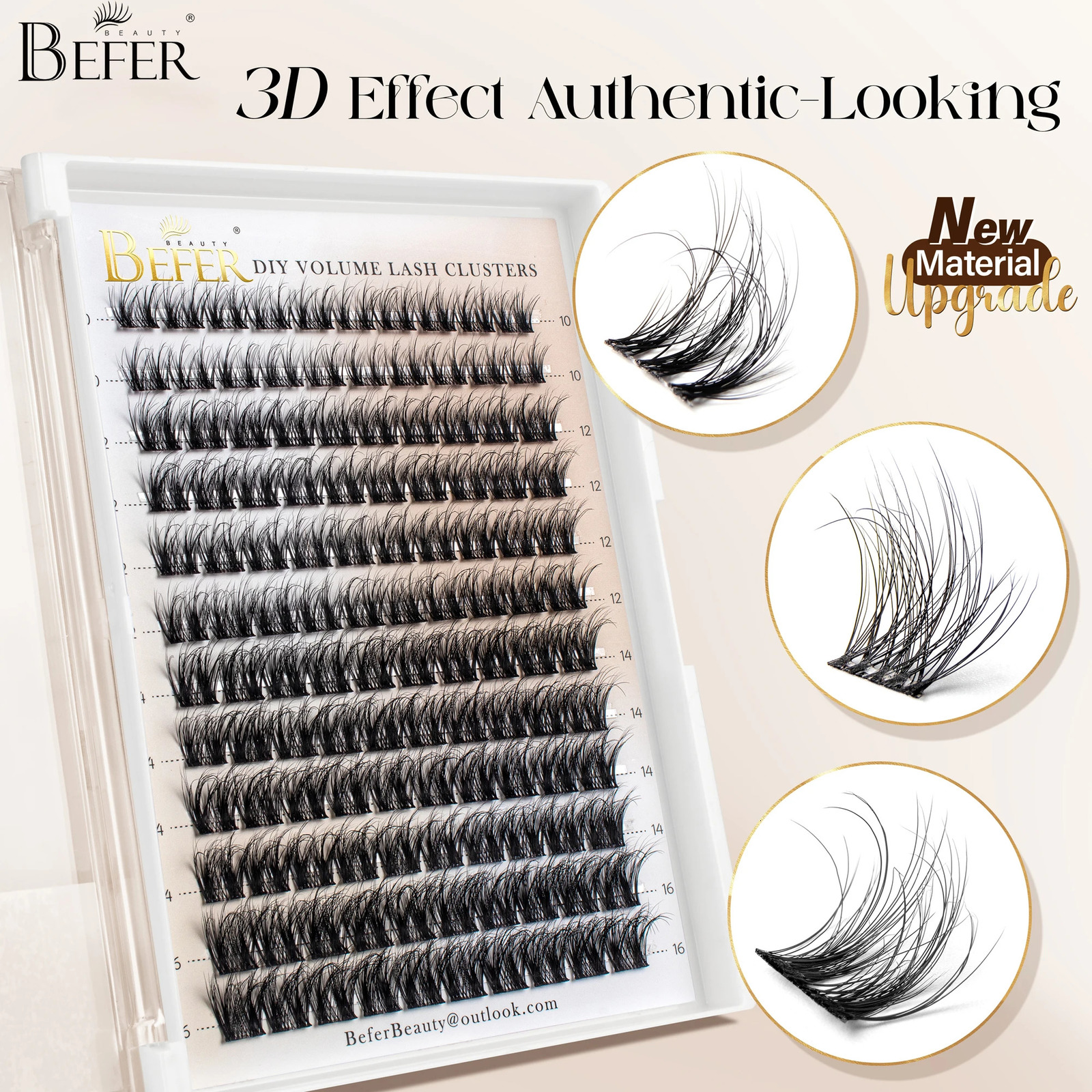Befer Natural Lashes Clusters D Curl Fluffy Cluster Lashes 10-16mm Hight Quality Soft Super Thin Band False Eyelashes Makeup 260623