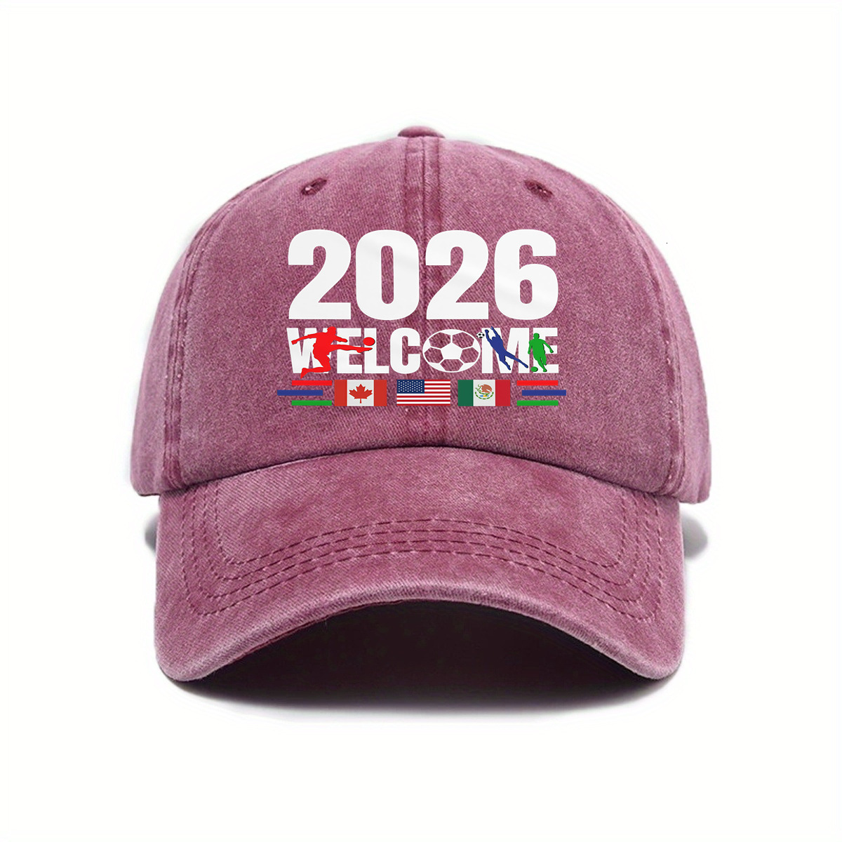 Cross-border soft- baseball cap for women, 2026 World Cup print, spring and summer curved brim outdoor sun hat wholesale