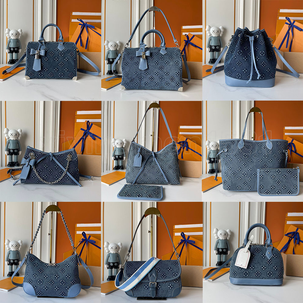 Popular Luxury High-Quality Murakami Designer Bag Embossed Denim Luxury Handbag-Single Shoulder Diagonal Cross Bag-Women Tote Bag
