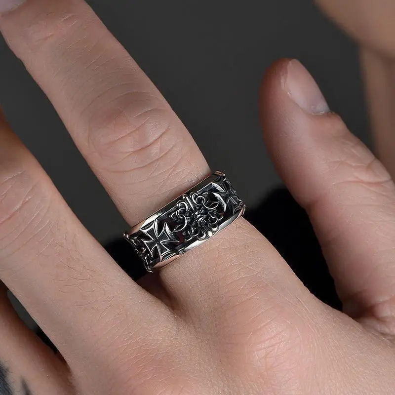 Hip Hop Punk Ring Retro Cross Opening n Niche Mens Jewelry Adjustable Statement Ring Gothic Style Accessory Unisex 260618