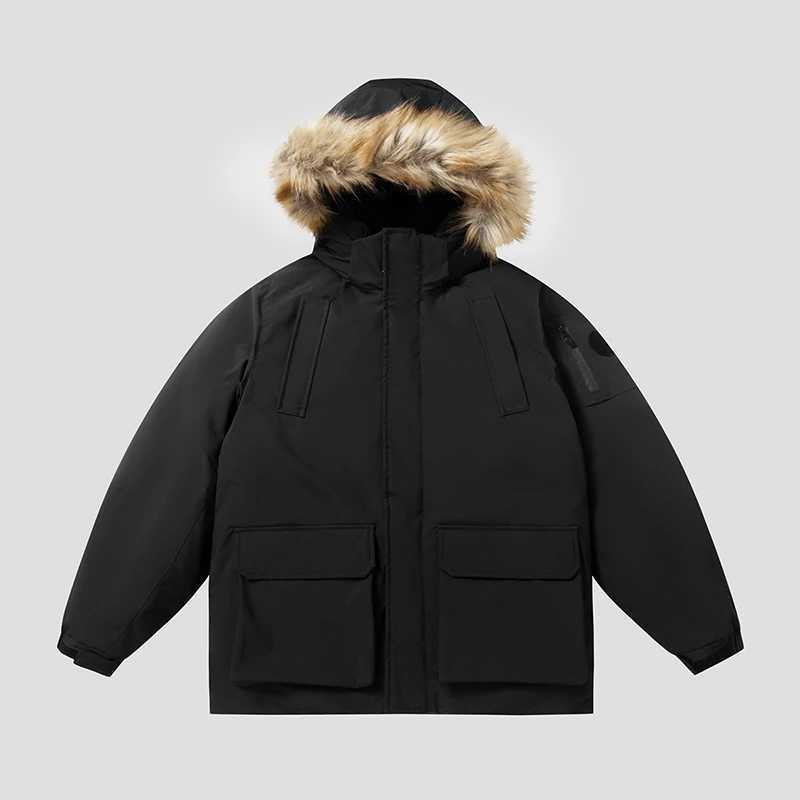 Windproof Hooded Thicken Multi-pocket Down Coat Clothes Hooded Male Kp Warm Fur Collar Winter Jacket -30 Degr Parkas Men Q260623