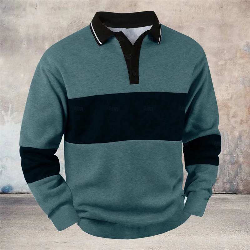 Simple Striped Long Sleeve Polo Shirts For Men Fashion Trendy 3D Printed Golf Polo Shirt Casual Oversized Lapel Button Tops 260623