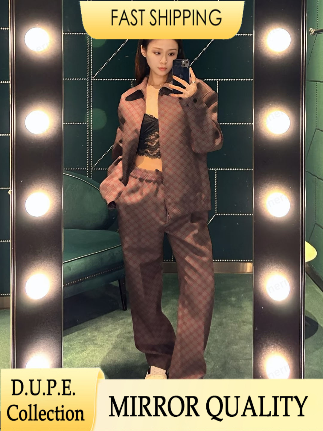 Designer Tracksuit Pants Set G Letter Tracksuit Plaid Monogram Canvas Luxury Brand Two Piece Outfits Women Geometric Jacket Casual Zip Coat Jogge-image-1111813344