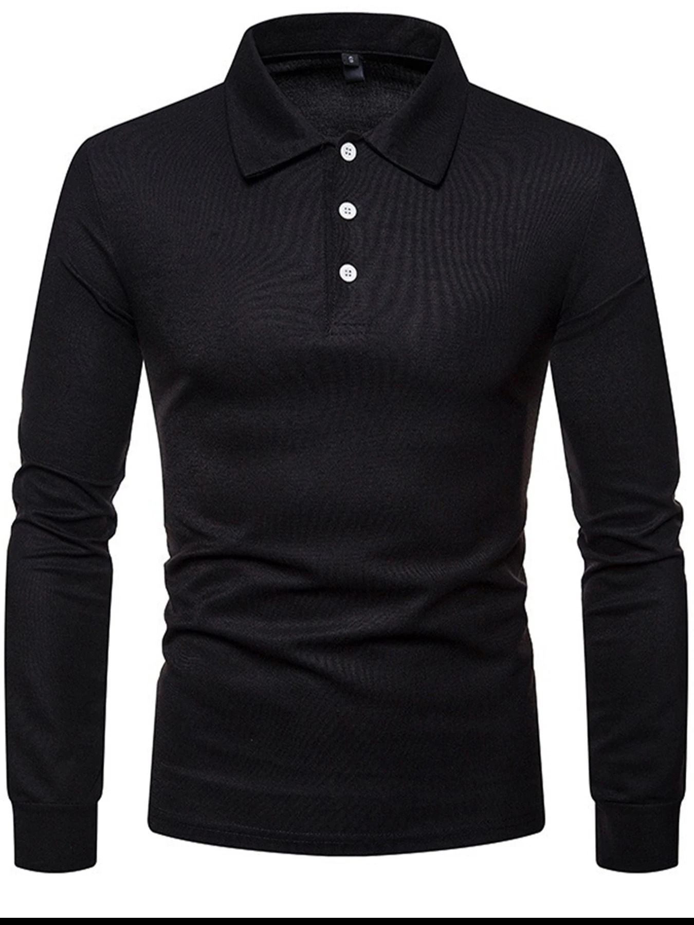 Mens Slim Fit Long-Sleeved Polo Shirt Solid Color Casual Fashion T-Shirt Multi-Color Top 260623