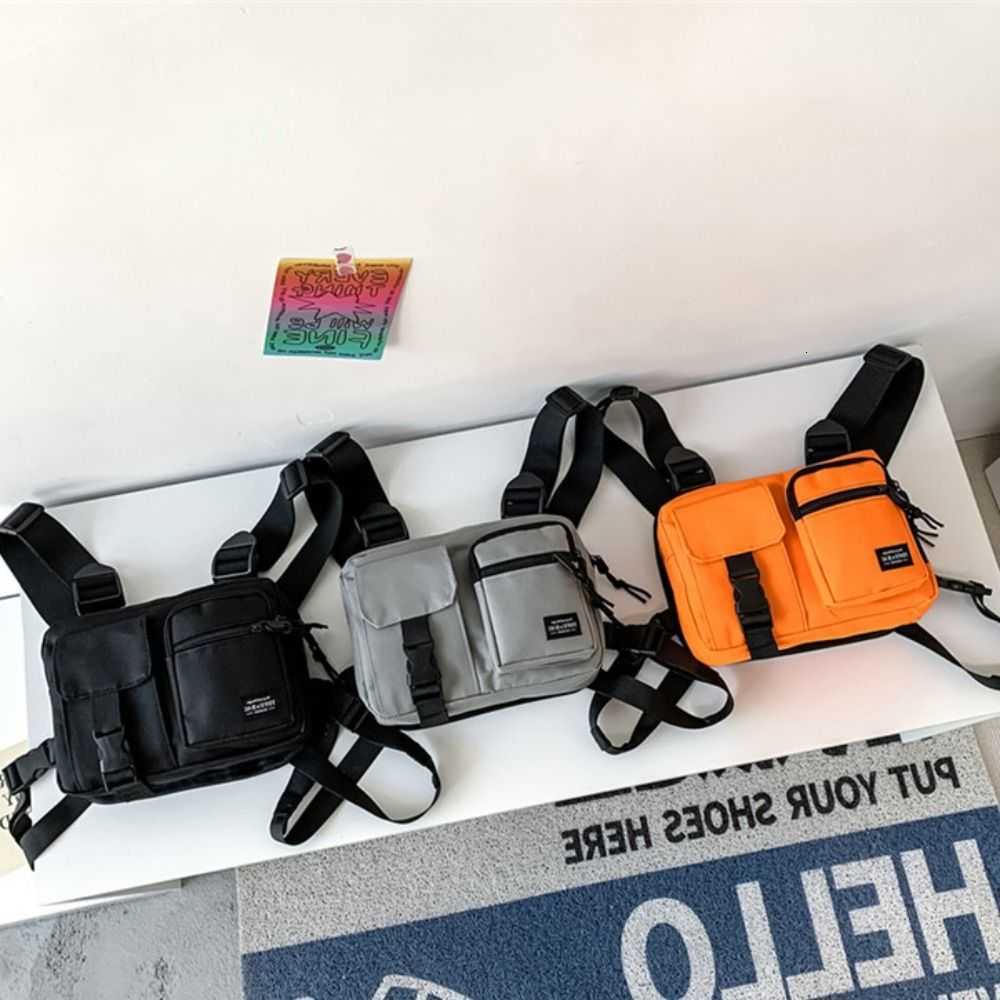 Chest Shoulder Zipper Bag Double Large Capacity Oxford Cloth Men S Vest Bag Hip Hop Waistcoat Bag Message Crossbody Pouch H260623