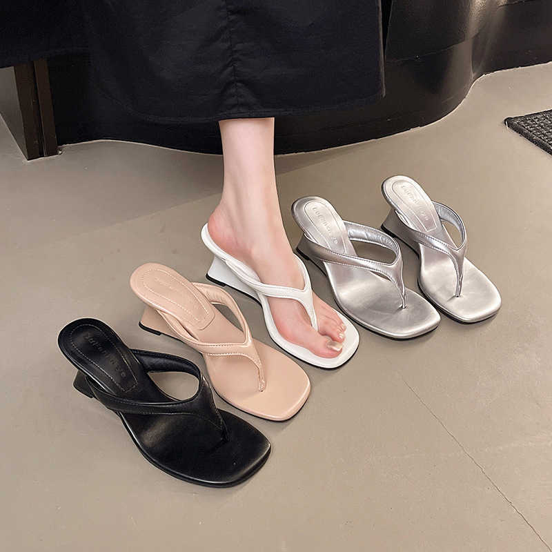 Sandals Clip French Flip-flops Fairy Shoes Summer Outwear Heightened New Simple Clip Toe Wedge Sandals T260623