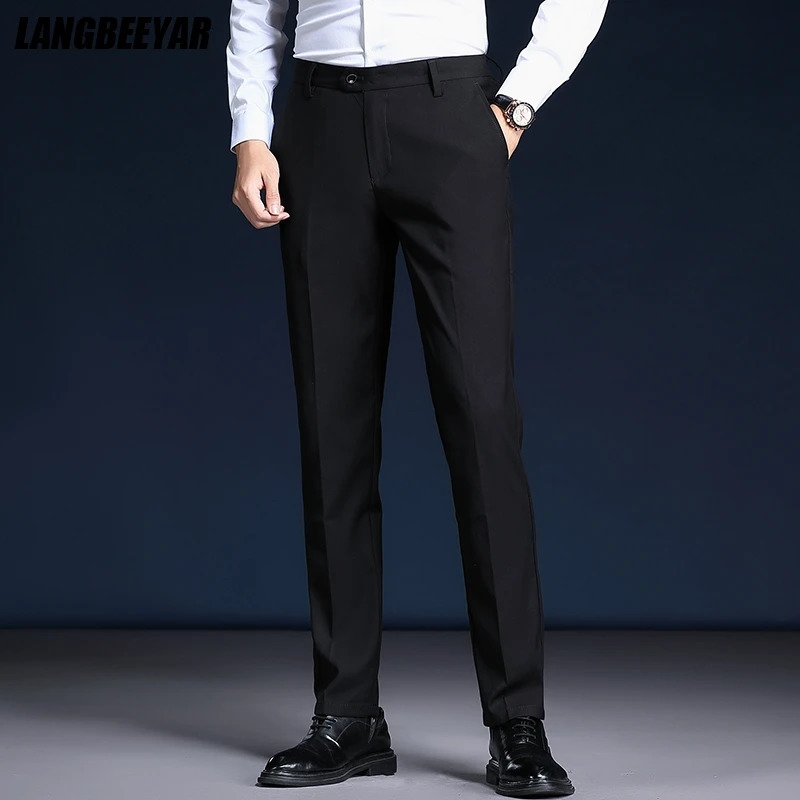 Top Grade Wrinkle Free Suit Pant Business Office Trousers For Men Dress Pants Straight Mens Clothing y260618