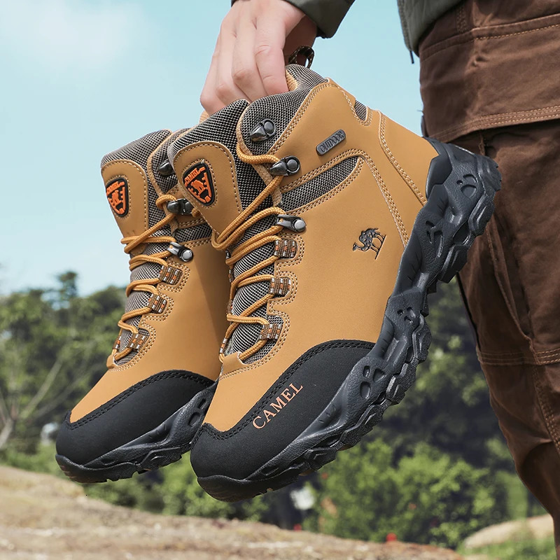Outdoor Waterproof Hiking Shoes for Men Leather Walking Sneakers Anti-Slip Climbing Trekking Shoes Comfortable Man Work Boots 260618