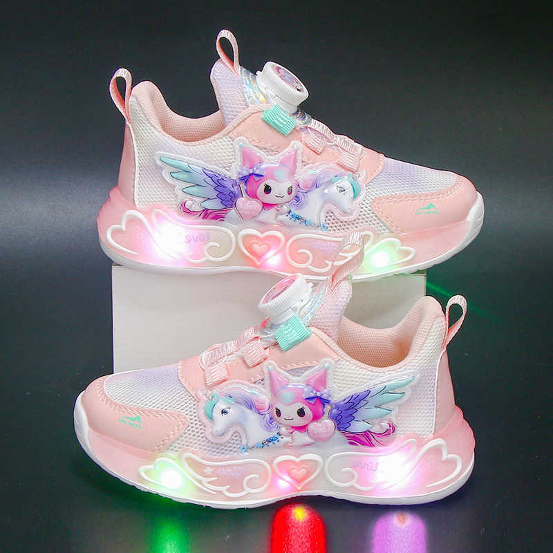 light-up Girls sneakers 2026 spring and autumn new model versatile lightweight casual shoes for kindergarten girls mesh breathable shoes S260623