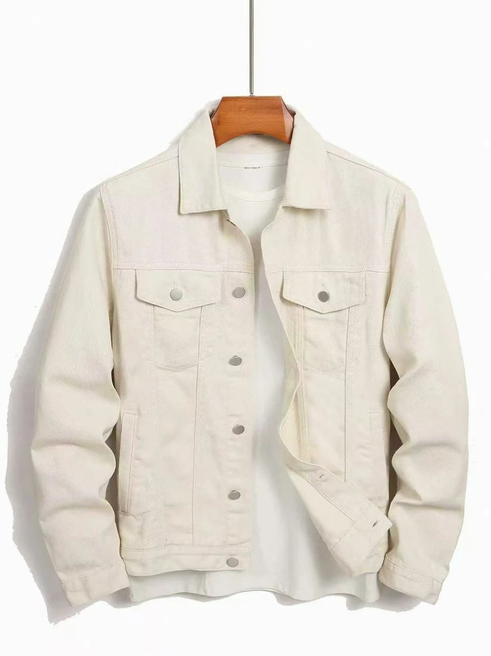 Solid color denim casual offwhite jacket bright and refreshing fully packed with a youthful vibe suitable for spring aut 260623banjia