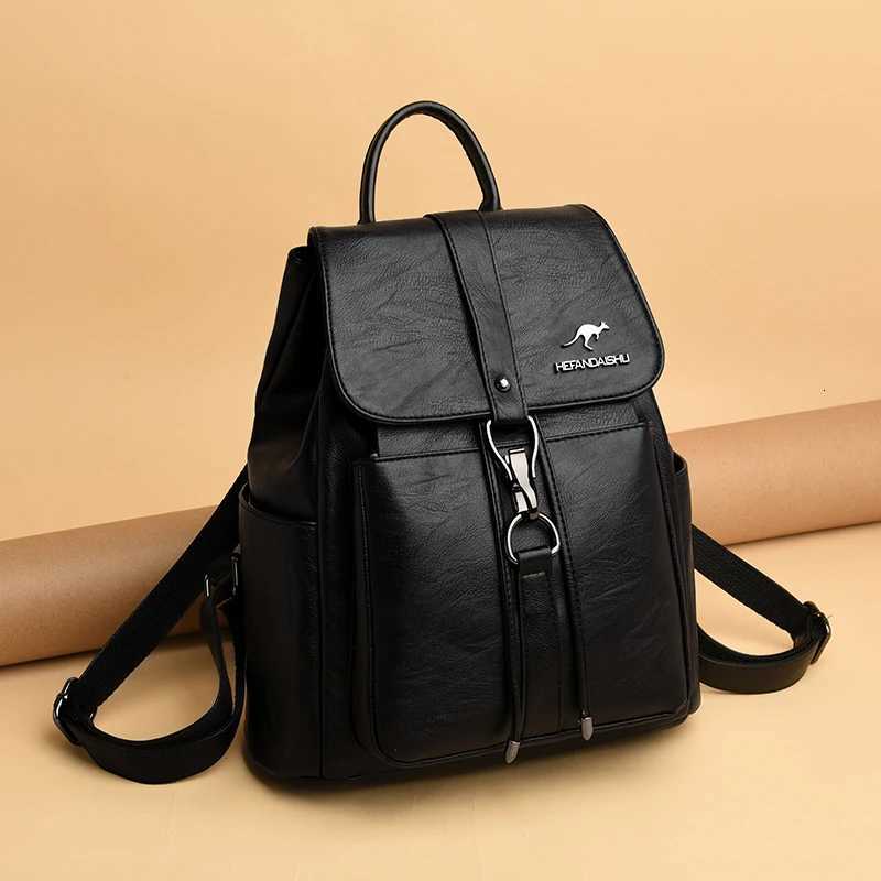 New Luxury Women Backpack Vintage Travel Soft Leather Backpack Large Capacity Bookbag High Quality School Bags for Teenage GirlsT260623