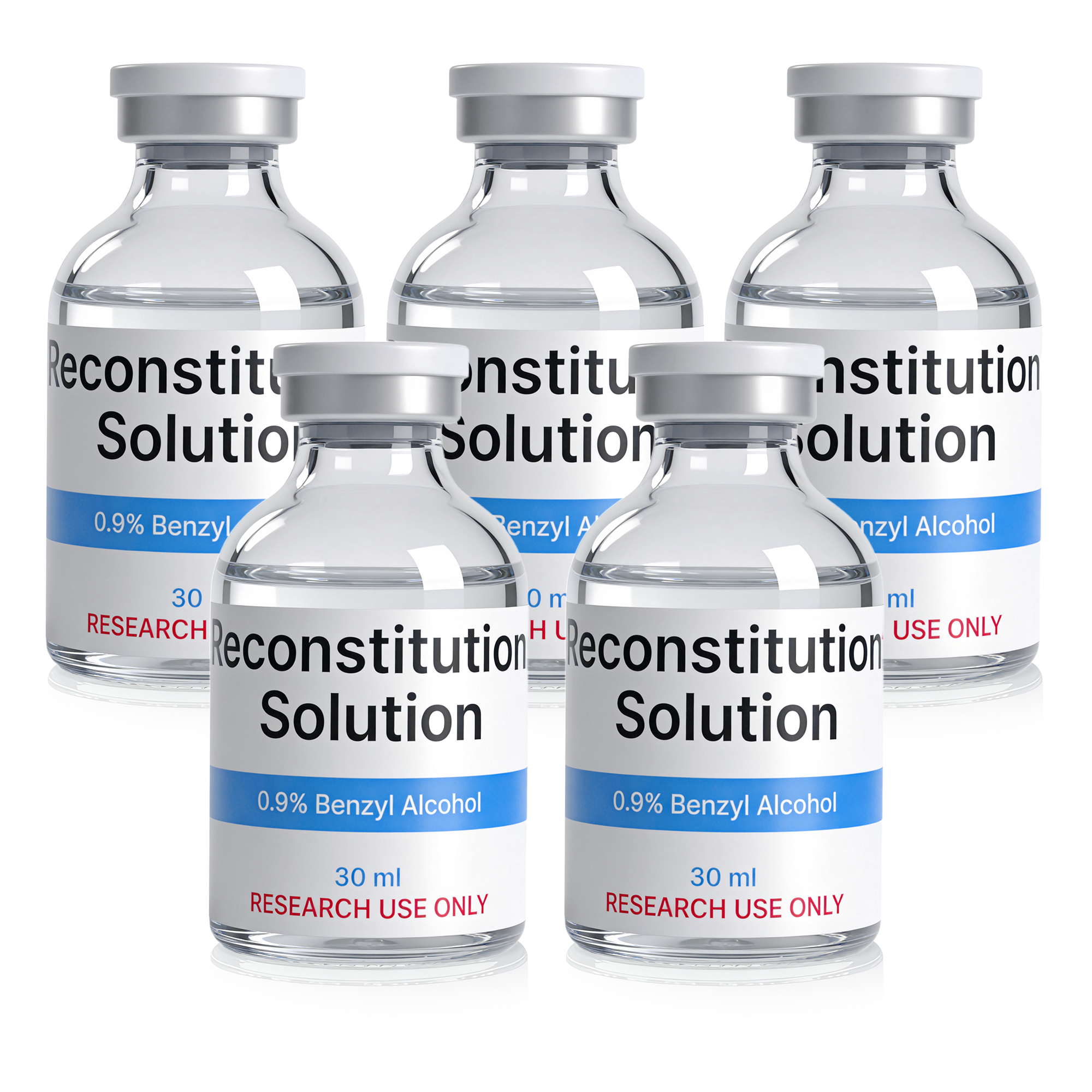 Reconstitution Solution 5 x 30mL Glass Vials, High-Purity Deionized Water w/ BA-image-1112112751