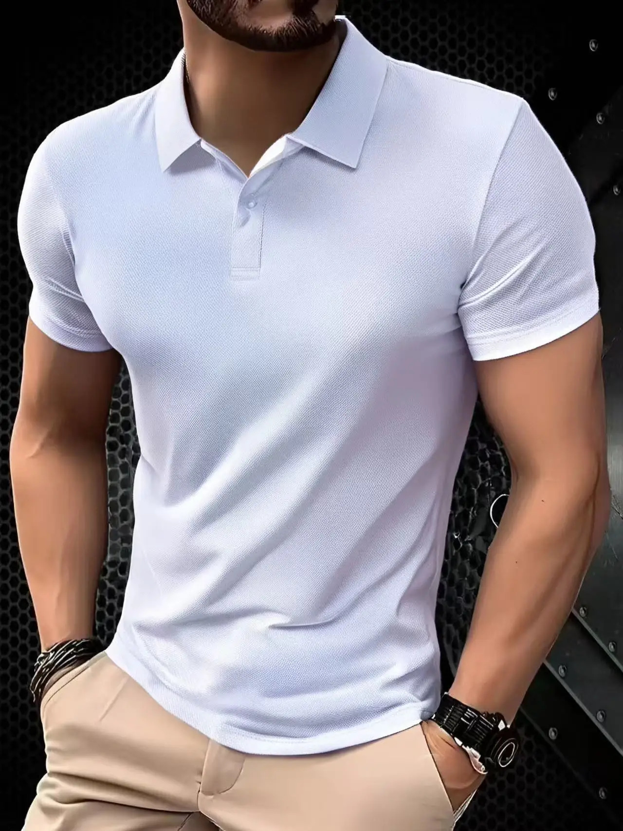 Solid color polo shirt ultra-light mens quick-drying breathable sweat-wicking shirt suitable for fitness 260618