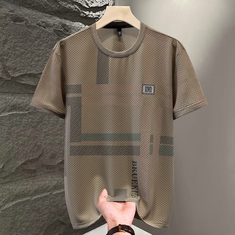 Summer Men's Ice Silk Short Fashion Trend Loose Casual Top Versatile Trendy Brand Half Sleeve Base T-Shirt