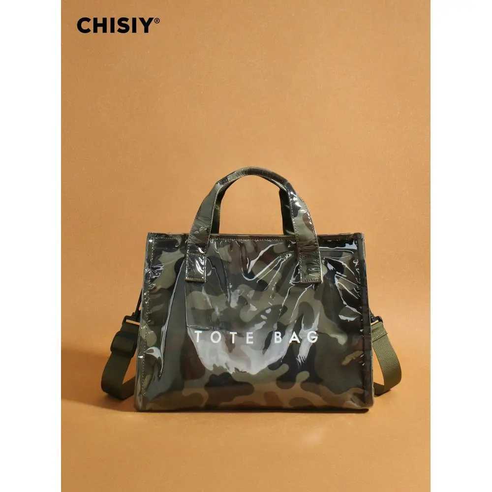 Capacity Transparent Camouflage Jelly Bag PVC Waterproof Handbag Shopping Bag Korean Versi New Neutral Style Large Bag INS In X260623