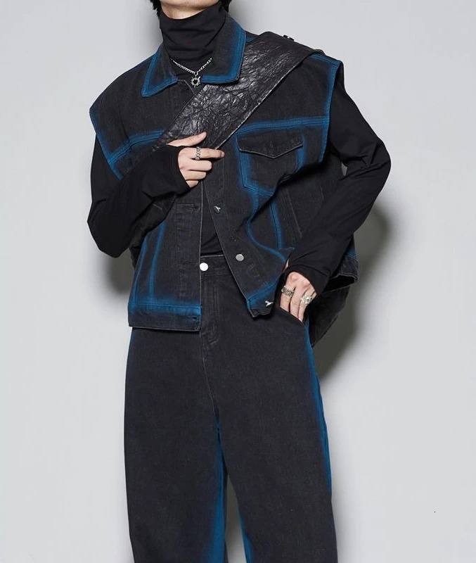 Denim Jacket Tshirts Pants Suits for Men No Man Trousers Sets y Summer Clothes Short Quarter Sleeve Outfits Tee Chic 260623banjia