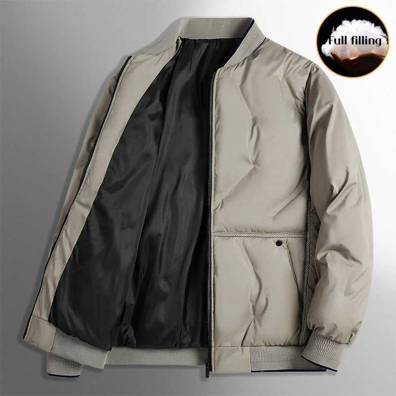 New Mens Light Luxury Down Jacket Lightweight Short Bomber Jacket for Business Middle Age Men Winter Warm Zip Up Outerwear Q260623