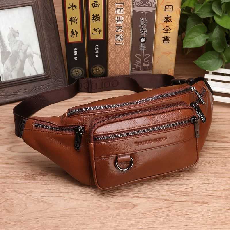 Fanny Waist Genuine Pack Leather Bag For Men Travel Natural Skin Male Purse Cross Body Sling Chest Hip Bum Belt Bags H260623