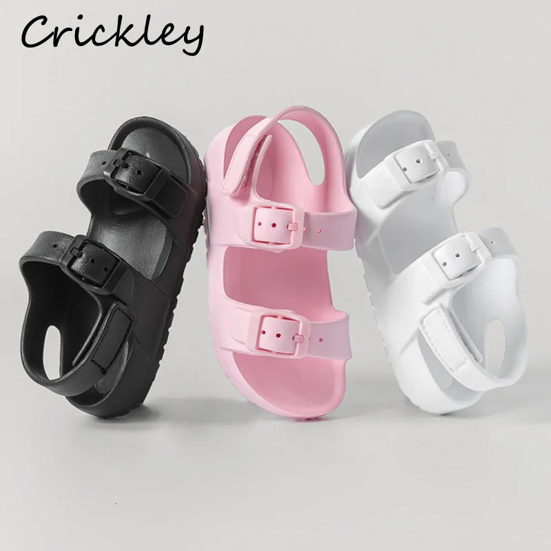 Summer Solid Buckle Children Sandals EVA Soft Waterproof Kids Sandals Hook Loop Soft Bottom Baby Boys Girls Beach Shoes 260623